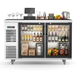 COOLSKI 60 in. W 20.5 cu. ft. Commercial Under Height Back Bar Cooler Refrigerator With Glass Door In Stainless Steel | Fridge.com