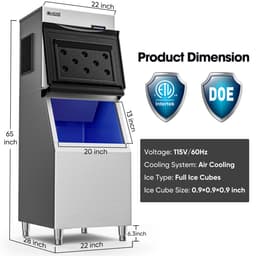 COOLSKI Commercial Ice Maker Machine 550lbs/Day, 22 Wide Industrial Ice Machine With Large Storage Bin, Ice Ready In 5-15 min Stainless Steel Etl Ap | Fridge.com