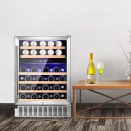 Cowsar 46 Bottle Dual-Zone Wine Cooler/Cabinet Beverage Refrigerator With Temperature Lock | Fridge.com