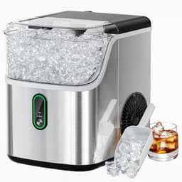 Nugget Stainless Steel Kitchen Countertop Ice Makers, 35 lbs Per Day, Compact Ice Machine With Self Cleaning LED Indicator For Home, Kitchen, Camping | Fridge.com