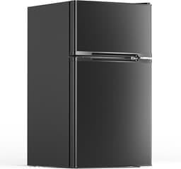 Electactic 3.1 Cu.Ft Mini Fridge with Freezer, 2 Door Compact Refrigerator, Mini Fridge with Adjustable Removable Glass Shelves for Bedroom, Office, Dorm or Apartment, Black | Fridge.com