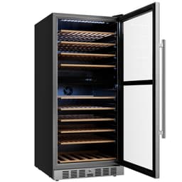 Empava - 23.43 in. 119-Bottle Dual Zone Freestanding Wine Cooler - Compressor Cooling, 10 Shelves, Wine Fridge 41-64°F In - Black | Fridge.com