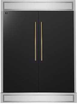 Forno Maderno 28" Convertible Upright Freezer/Refrigerator, 13.6 cu.ft., Energy Efficient Storage with Antique Brass ans Stainless Steel Handles, Left Swing Door - Black | Fridge.com