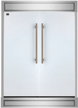 Forno Maderno 28" Convertible Upright Freezer/Refrigerator, 13.6 cu.ft., Energy Efficient Storage with both Stainles Steel and Antique Brass Handle, Left Swing Door - White | Fridge.com