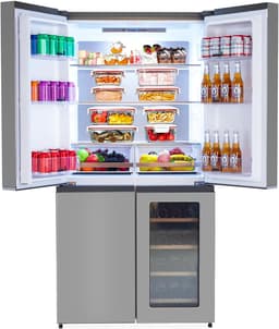 4 Door French Door Refrigerator, 21 cu.ft Counter Depth Stainless Steel Refrigerators, Multifunctional Fridges With Freezer, Refresh, And Wine Cooler | Fridge.com