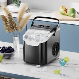 Efficient Portable Countertop Ice Maker: Quick 8-Cube In 6 Mins, Up To 26Lb/Day, 2 Ice Sizes, Perfect For Home/Party/Travel Black | Fridge.com