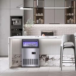Commercial Ice Maker, 60 lbs/24H With 25 lbs Storage Bin, Stainless Steel Undercounter Gourmet Ice Machine With 815 min Ice Production For Office | Fridge.com