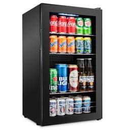 Ivation 126 Can Beverage Refrigerator | Freestanding Ultra Cool Mini Drink Fridge | Beer, Cocktails, Soda, Juice Cooler for Home & Office | Reversible Glass Door & Adjustable Shelving - Black | Fridge.com