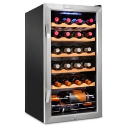 Ivation - 24 Bottle Compressor Wine Refrigerator, Freestanding Wine Cooler With Lock - Gray | Fridge.com