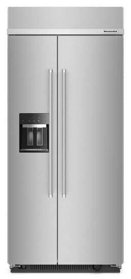 KitchenAid 20.8 Cu. Ft. 36" Built-In Side-By-Side Refrigerator w/ Ice & Water Dispenser in Stainless Steel KBSD706MPS | Fridge.com