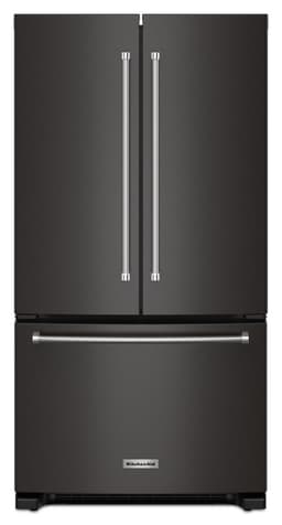 KitchenAid 20 Cu. Ft. 36 in. Width Counter-Depth French Door Refrigerator w/ Interior Dispense in Print Resist Blk Stnlss KRFC136RBS | Fridge.com