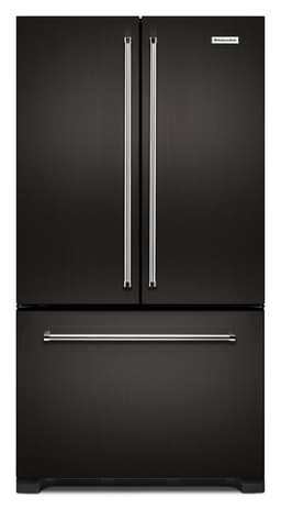 KitchenAid 22 Cu. Ft. 36 in. Width Counter Depth French Door Refrigerator w/ Interior Dispense & Printshield Finish in Black Stainless Steel KRFC302EBS | Fridge.com