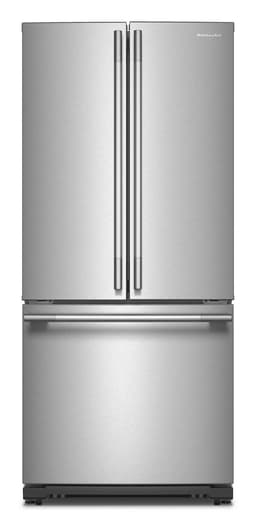 KitchenAid 20 Cu. Ft. 30 in. Width Standard Depth French Door Refrigerator w/ Printshield Finish & Interior Dispense in Steel KRFF330SPS | Fridge.com
