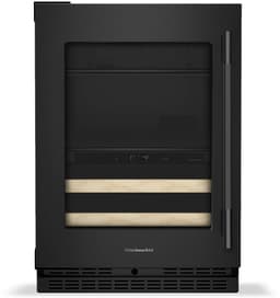 KitchenAid 24" Beverage Center w/ Glass Door & Wood-Front Racks in Black Ore KUBL524SBE | Fridge.com