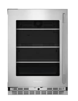 KitchenAid 24" Undercounter Refrigerator w/ Glass Door & Shelves Metallic Accents in Stainless Finish KURL524SPS | Fridge.com