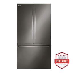 36" Wide, 27 cu ft. 3 Door French Door, C/Depth Refrigerator With Internal Water Dispenser, Printproof Black Stainless Steel | Fridge.com