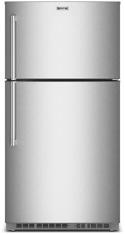 Maytag - 33 in. Wide 21 cu. ft. Top-Freezer Refrigerator With Factory-Installed Ice Maker - Fingerprint-Resistant Stainless Finish | Fridge.com