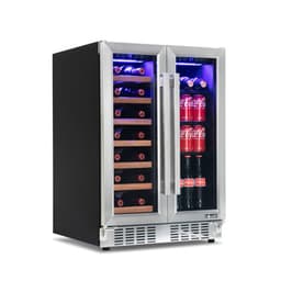 NewAir - 24" Built-In 20 Bottle And 78 Can Dual Zone Wine And Beverage Cooler With French Doors - Stainless Steel | Fridge.com