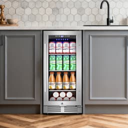 15-Inch Mini Beverage Refrigerator Holds 130 Cans, Built-In Or Freestanding Beverage Cooler, With Adjustable Shelves, Reversible Door, LED Lighting, | Fridge.com