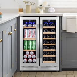 24 in. Dual Zone Beverage & Wine Refrigerator, Holds 20 Bottles And 65 Cans, Freestanding Or Built-In Cooler With Adjustable Shelves, LED Light, Dual | Fridge.com