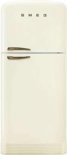 SMEG FAB50URCRB3 FAB50 Retro Style Refrigerator – 19.28 cu. ft. Freestanding Fridge-Freezer, Dual Cooling, No-Frost, Adjustable Glass Shelves, Bronze Handle – Cream – Made in Italy Right Hinge | Fridge.com