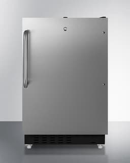 Summit Appliance ALRF49BSSTB Built-in Undercounter ADA Compliant Refrigerator-Freezer in Black, Stainless Steel Door, Towel Bar Handle, Manual Defrost, Front Lock, and Door Storage | Fridge.com