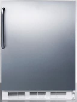 Summit Appliance CT661WSSTBADA 24" Wide Refrigerator-Freezer, ADA Compliant; 5.1 cu.ft.; Cycle Defrost; Stainless Steel Wrapped Door; Wine Shelf: Towel Bar Handle and White Cabinet | Fridge.com