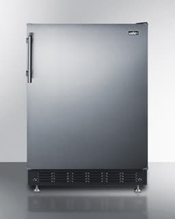 Summit FF6BK2SSRS 24” Wide Adjustable Under Counter Refrigerator 5.5 cu.ft. Made in Europe with Automatic Defrost Operation, Reversible Stainless-Steel Door, Deluxe black interior (Right Hand Door) | Fridge.com