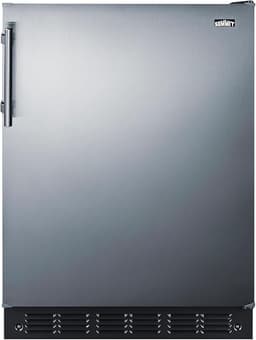 Summit FF708BLSS 24” Wide Under Counter Refrigerator 5.1 cu.ft. Made in Europe with Automatic Defrost Operation, Reversible Stainless-Steel Door, and Deluxe black interior (Right Hand Door) | Fridge.com
