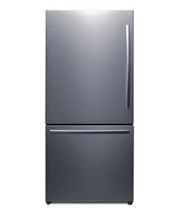 Summit 31" Refrigerator, 17.2 cu.ft Capacity Refrigerator-Freezer, Bottom Mount Freezer, Ice Maker, ENERGY STAR, Stainless Steel - FFBF179SSIMLHD (Left Hand Door) | Fridge.com