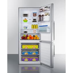 Summit FFBF283SS 28" Wide Bottom Freezer Refrigerator, 14 cu.ft, Stainless Steel Door, LED Lighting, ENERGY STAR Certified, Perfect for Apartments and Small Kitchen- Without Icemaker | Fridge.com