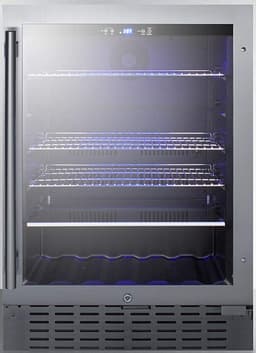 Summit Appliance SCR2466BCSS 24" Wide Built-In Beverage Cooler; 4.2 cu.ft. Capacity; Seamless Stainless Steel Trimmed Glass Door; Auto Defrost; Front Lock and Stainless Steel Cabinet | Fridge.com