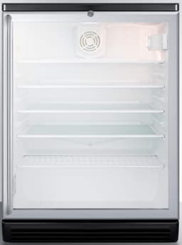 Summit Appliance SCR600BGLBISH Commercially Listed 5.5 Cu.Ft. Built-In Undercounter Beverage Center with Glass Door, Auto Defrost, Full-Length Towel Bar Handle, Lock and Black Cabinet | Fridge.com