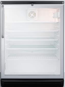 Summit SCR600BGLBITB 24"" Beverage Center with 5.5 cu. ft. Capacity Double Pane Tempered Glass Door Automatic Defrost and Adjustable Glass Shelves in Stainless Steel | Fridge.com