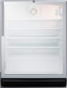 Summit SCR600BGLHVADA 24 Inch 5.5 cu. ft. Capacity Freestanding Glass Door Beverage Center with Lock,4 Shelves,ADA Compliant,CFC Free,Commercially Approved, Factory Installed Lock in Stainless Steel | Fridge.com
