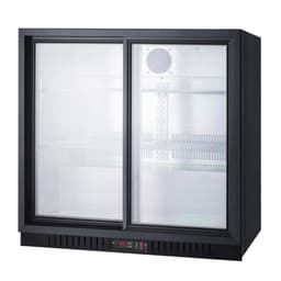 Summit SCR700B 36"" Freestanding Beverage Center with 7.4 cu. ft. Capacity 4 Adjustable Wire Shelves Lock Adjustable Thermostat and Automatic Defrost in Black | Fridge.com