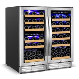 30" Triple Zone Wine Premium Refrigerator 60 Bottle Built-In Split Wine Cooler With Four Handles | Fridge.com