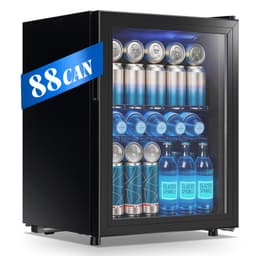 WANAI 2.6 cu.ft Beverage Refrigerator Cooler, 88 Can Mini Fridge Glass Door With Adjustable Shelves, 7 Adjustable Temperature For Beer, Soda, Water | Fridge.com