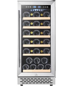 15-Inch 28-Bottle Wine Cooler Refrigerator With Digital Temperature Control, Lock, Uv-Protected Glass Door & LED Lighting | Fridge.com