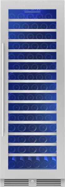 Zephyr - Presrv 24 in. 142-Bottle Built-In/Freestanding Single Zone Full Size Wine Cooler With Full-Extension Wood Racks - Stainless Steel/Glass | Fridge.com