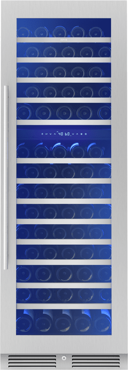 Zephyr - Presrv 24 in. 132-Bottle Built-In/Freestanding Dual Zone Full Size Wine Cooler With Full-Extension Wood Racks - Stainless Steel/Glass | Fridge.com