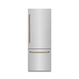 ZLINE Autograph 30 in. Built-In Refrigerator W/ Gray Interior And Polished Gold Helix Handles | Fridge.com