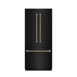 ZLINE Autograph 36 in. Black Steel French Door Refrigerator W/ Gray Interior & Bronze Helix Handles | Fridge.com