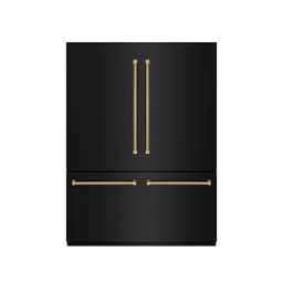 ZLINE Autograph 60 in. Black Steel Built-In Refrigerator W/ Gray Interior And Gold Helix Handles | Fridge.com