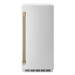 ZLINE Autograph 15 in. Touchstone Clear Cube Ice Maker With Solid Steel Door & Gold Helix Handle | Fridge.com
