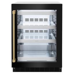 ZLINE Autograph 24 in. Touchstone Beverage Fridge With Black Steel Door And Gold Helix Handle | Fridge.com