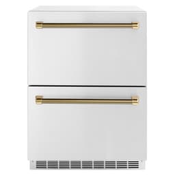 ZLINE Autograph 24 in. Touchstone Refrigerator Drawer With Steel Doors & Gold Helix Handles | Fridge.com