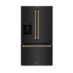 ZLINE Autograph 36 in. Standard-Depth Fridge W/ Dual Ice Maker In Black Steel & Gold Helix Handles | Fridge.com