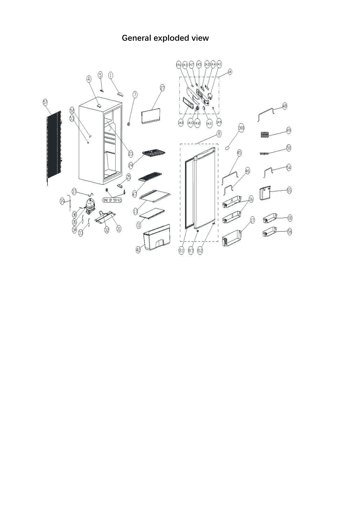 Parts diagram for the Premium Levella PRF446300HS, from the manufacturer document