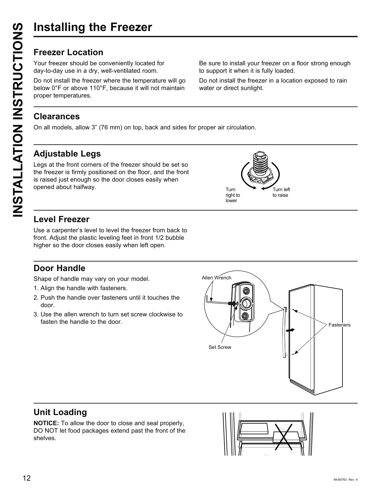Installation diagram for the GE Appliances FUF17SMRWW, from the manufacturer document